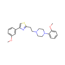 COc1cccc(-c2csc(CCN3CCN(c4ccccc4OC)CC3)n2)c1 ZINC000013782144