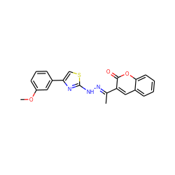 COc1cccc(-c2csc(N/N=C(\C)c3cc4ccccc4oc3=O)n2)c1 ZINC000058563994