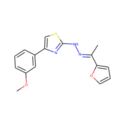 COc1cccc(-c2csc(N/N=C(\C)c3ccco3)n2)c1 ZINC000058568633