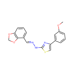 COc1cccc(-c2csc(N/N=C/c3cccc4c3OCO4)n2)c1 ZINC000058563484