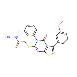 COc1cccc(-c2csc3nc(SCC(=O)NN)n(-c4cccc(F)c4)c(=O)c23)c1 ZINC000028351178