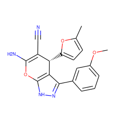 COc1cccc(-c2n[nH]c3c2[C@@H](c2ccc(C)o2)C(C#N)=C(N)O3)c1 ZINC000005818370