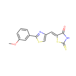 COc1cccc(-c2nc(/C=C3\SC(=S)NC3=O)cs2)c1 ZINC000072117926