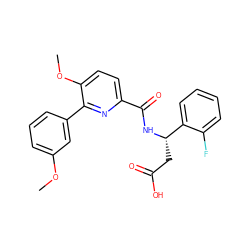 COc1cccc(-c2nc(C(=O)N[C@@H](CC(=O)O)c3ccccc3F)ccc2OC)c1 ZINC000261072592