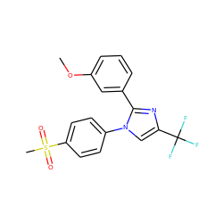 COc1cccc(-c2nc(C(F)(F)F)cn2-c2ccc(S(C)(=O)=O)cc2)c1 ZINC000003814588