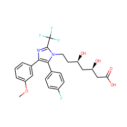 COc1cccc(-c2nc(C(F)(F)F)n(CC[C@@H](O)C[C@@H](O)CC(=O)O)c2-c2ccc(F)cc2)c1 ZINC000013833935