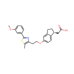 COc1cccc(-c2nc(CCOc3ccc4c(c3)CC[C@H]4CC(=O)O)c(C)s2)c1 ZINC000028951973