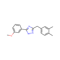 COc1cccc(-c2nc(Cc3ccc(C)c(C)c3)n[nH]2)c1 ZINC000013589628