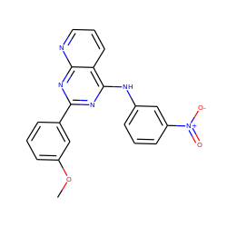 COc1cccc(-c2nc(Nc3cccc([N+](=O)[O-])c3)c3cccnc3n2)c1 ZINC001772615817