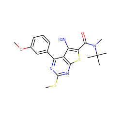 COc1cccc(-c2nc(SC)nc3sc(C(=O)N(C)C(C)(C)C)c(N)c23)c1 ZINC000038157699