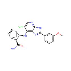 COc1cccc(-c2nc3c(N[C@H]4[C@@H](C(N)=O)[C@@H]5C=C[C@H]4C5)c(Cl)cnc3[nH]2)c1 ZINC000143716316