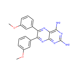 COc1cccc(-c2nc3nc(N)nc(N)c3nc2-c2cccc(OC)c2)c1 ZINC000028711094