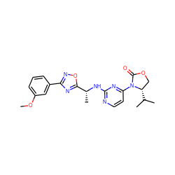 COc1cccc(-c2noc([C@@H](C)Nc3nccc(N4C(=O)OC[C@@H]4C(C)C)n3)n2)c1 ZINC000142079141