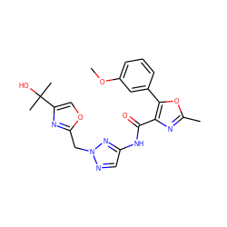 COc1cccc(-c2oc(C)nc2C(=O)Nc2cnn(Cc3nc(C(C)(C)O)co3)n2)c1 ZINC000200098646