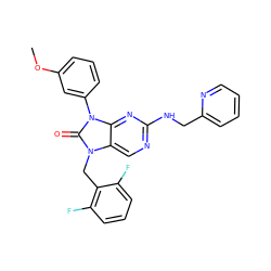 COc1cccc(-n2c(=O)n(Cc3c(F)cccc3F)c3cnc(NCc4ccccn4)nc32)c1 ZINC000040394979