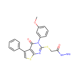 COc1cccc(-n2c(SCC(=O)NN)nc3scc(-c4ccccc4)c3c2=O)c1 ZINC000028340466