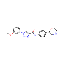 COc1cccc(-n2cc(C(=O)Nc3ccc([C@H]4CNCCO4)cc3)nn2)c1 ZINC000147024661