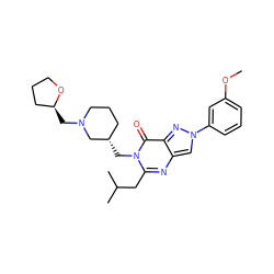 COc1cccc(-n2cc3nc(CC(C)C)n(C[C@H]4CCCN(C[C@H]5CCCO5)C4)c(=O)c3n2)c1 ZINC000169331018