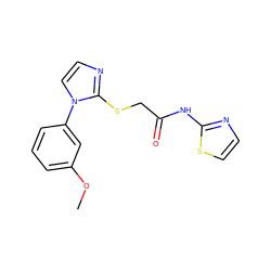 COc1cccc(-n2ccnc2SCC(=O)Nc2nccs2)c1 ZINC000000427374