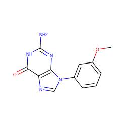 COc1cccc(-n2cnc3c(=O)[nH]c(N)nc32)c1 ZINC000001748399