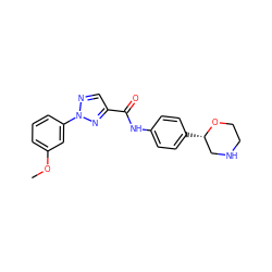 COc1cccc(-n2ncc(C(=O)Nc3ccc([C@H]4CNCCO4)cc3)n2)c1 ZINC000146979335