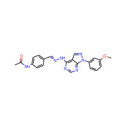 COc1cccc(-n2ncc3c(N/N=C/c4ccc(NC(C)=O)cc4)ncnc32)c1 ZINC000014946193