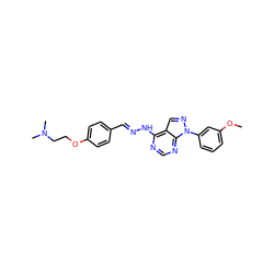 COc1cccc(-n2ncc3c(N/N=C/c4ccc(OCCN(C)C)cc4)ncnc32)c1 ZINC000014946189