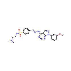 COc1cccc(-n2ncc3c(N/N=C/c4ccc(S(=O)(=O)NCCN(C)C)cc4)ncnc32)c1 ZINC000014946202