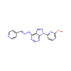 COc1cccc(-n2ncc3c(N/N=C/c4ccncc4)ncnc32)n1 ZINC000003938379