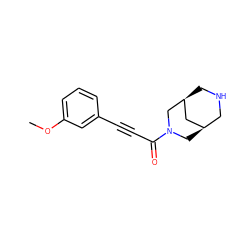 COc1cccc(C#CC(=O)N2C[C@@H]3CNC[C@@H](C3)C2)c1 ZINC000103257445