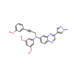 COc1cccc(C#CCN(c2cc(OC)cc(OC)c2)c2ccc3ncc(-c4cnn(C)c4)nc3c2)c1 ZINC000204152043