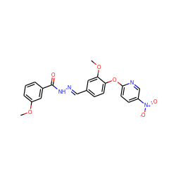 COc1cccc(C(=O)N/N=C/c2ccc(Oc3ccc([N+](=O)[O-])cn3)c(OC)c2)c1 ZINC000008691061