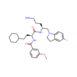 COc1cccc(C(=O)N[C@@H](CCC2CCCCC2)C(=O)N[C@@H](CCCN)CN2CCc3cc(F)ccc32)c1 ZINC000014971539