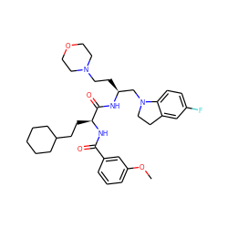 COc1cccc(C(=O)N[C@@H](CCC2CCCCC2)C(=O)N[C@@H](CCN2CCOCC2)CN2CCc3cc(F)ccc32)c1 ZINC000014971543