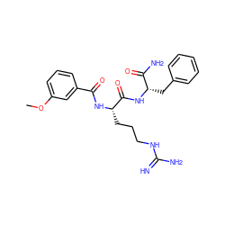 COc1cccc(C(=O)N[C@@H](CCCNC(=N)N)C(=O)N[C@@H](Cc2ccccc2)C(N)=O)c1 ZINC000095558557