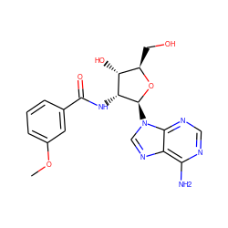 COc1cccc(C(=O)N[C@@H]2[C@H](O)[C@@H](CO)O[C@H]2n2cnc3c(N)ncnc32)c1 ZINC000013738939