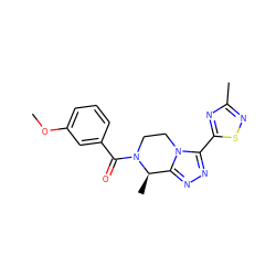 COc1cccc(C(=O)N2CCn3c(-c4nc(C)ns4)nnc3[C@H]2C)c1 ZINC000218913590