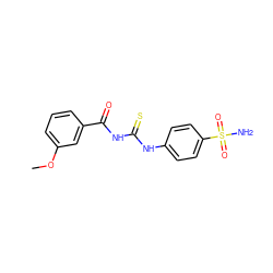 COc1cccc(C(=O)NC(=S)Nc2ccc(S(N)(=O)=O)cc2)c1 ZINC000098083685