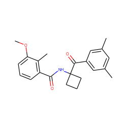 COc1cccc(C(=O)NC2(C(=O)c3cc(C)cc(C)c3)CCC2)c1C ZINC000013490023