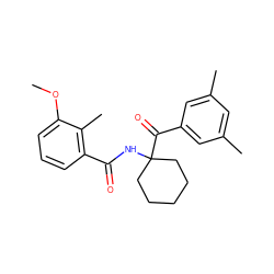 COc1cccc(C(=O)NC2(C(=O)c3cc(C)cc(C)c3)CCCCC2)c1C ZINC000013490024