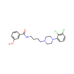 COc1cccc(C(=O)NCCCCN2CCN(c3cccc(Cl)c3Cl)CC2)c1 ZINC000013492657