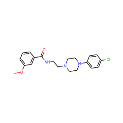 COc1cccc(C(=O)NCCN2CCN(c3ccc(Cl)cc3)CC2)c1 ZINC000053156515