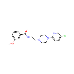 COc1cccc(C(=O)NCCN2CCN(c3ccc(Cl)cn3)CC2)c1 ZINC000027650357