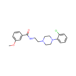 COc1cccc(C(=O)NCCN2CCN(c3ccccc3Cl)CC2)c1 ZINC000013492649