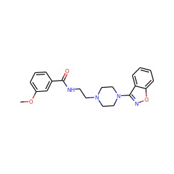 COc1cccc(C(=O)NCCN2CCN(c3noc4ccccc34)CC2)c1 ZINC000064539120