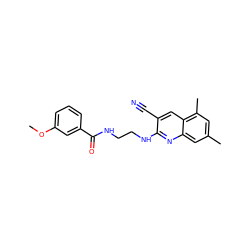 COc1cccc(C(=O)NCCNc2nc3cc(C)cc(C)c3cc2C#N)c1 ZINC000019124383