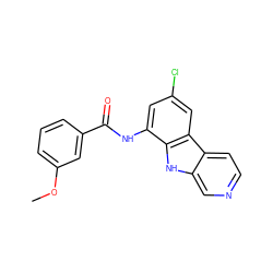 COc1cccc(C(=O)Nc2cc(Cl)cc3c2[nH]c2cnccc23)c1 ZINC000100958113