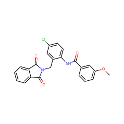 COc1cccc(C(=O)Nc2ccc(Cl)cc2CN2C(=O)c3ccccc3C2=O)c1 ZINC000028948883