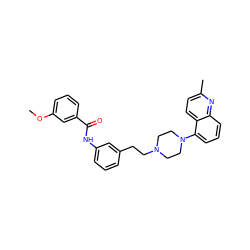 COc1cccc(C(=O)Nc2cccc(CCN3CCN(c4cccc5nc(C)ccc45)CC3)c2)c1 ZINC000066251187