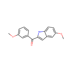 COc1cccc(C(=O)c2cc3cc(OC)ccc3[nH]2)c1 ZINC000013470959